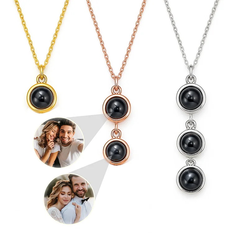 Personalized Picture Necklace for Women Custom Projection Necklace with Photo inside Pendant Necklace in Rose Gold Silver Personalized Memorial Gifts for Her Mom Wife Girlfriend Birthday Anniversary