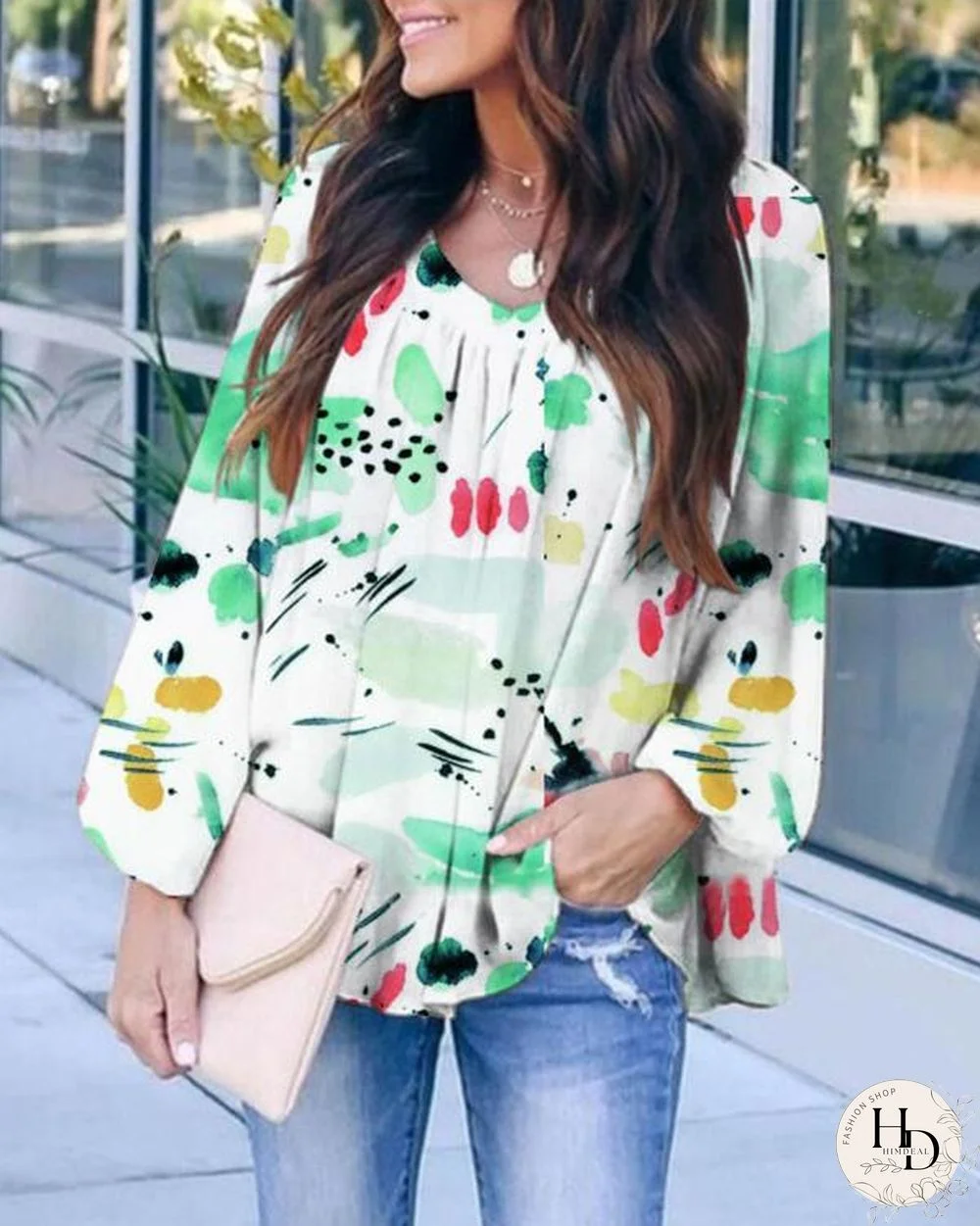 Women Flower Long Sleeve Tops