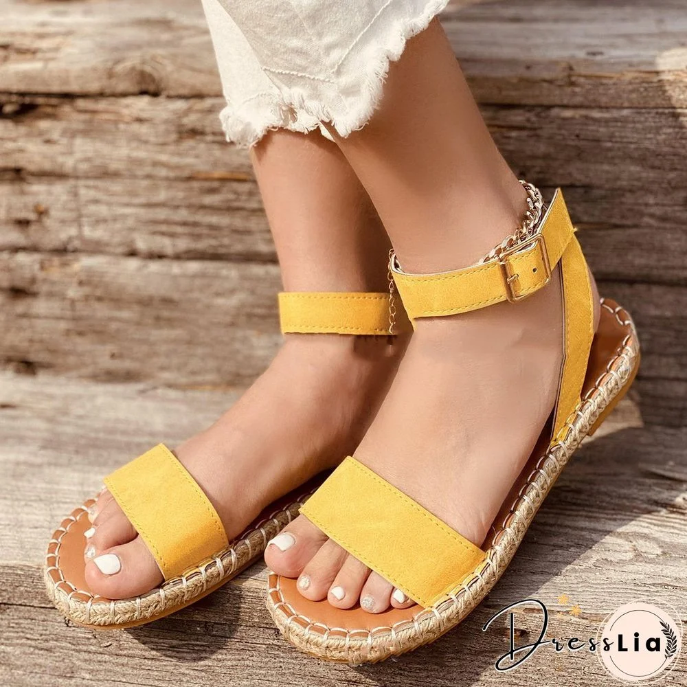 Round-Toe Women Summer Pure Color Sandals