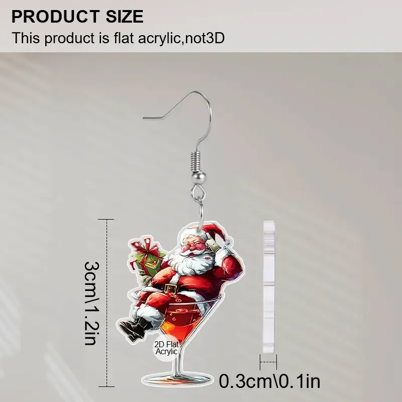 2d flat 2d flat Acrylicsanta  s cup pendant earrings vintage style stainless steel posts   gift for women christmas party decoration jewelry festive gift idea christmas earrings vintage style earrings Acrylicearrings christmas earrings santa   accessorie santa   keychain santa key earring for women lady earring for women lady stylish unusual earring 5