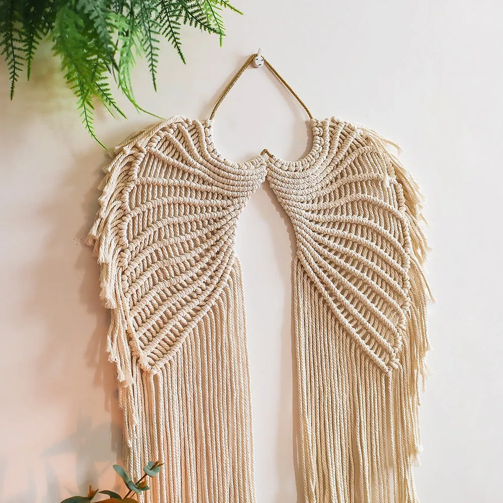 Angel Macrame Wall Hanging Large Macrame Tapestry Bohemian Art Home Girls Kids Room Decoration Bedroom Nursery Decor Gift