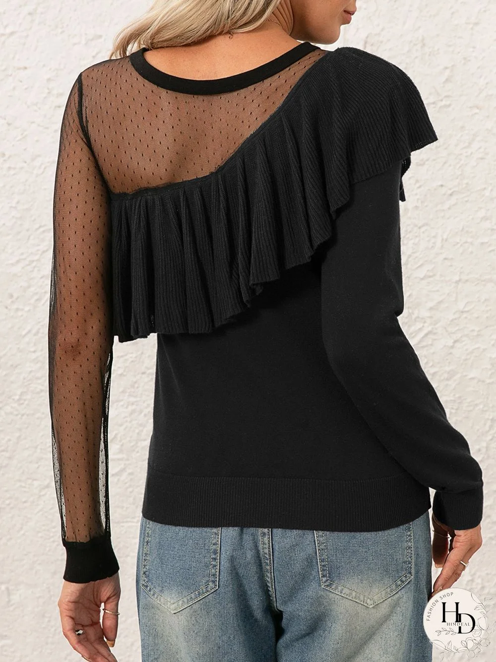 Elegant Acrylic Mid-weight Micro-Elasticity Loose Crew Neck Regular Sweater for Women