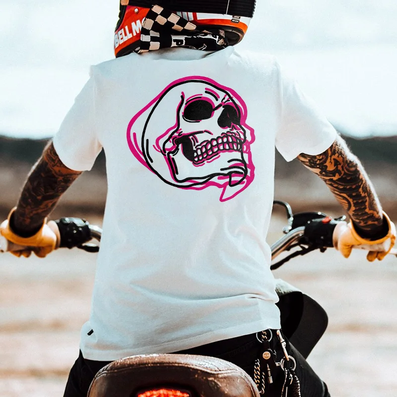 Skull print all-match t-shirt designer -  