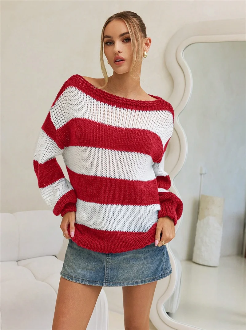 Athvotar Athvotar Fashion New Lazy Loose Sleek Sleeve Sweater Casual Knitting Top Woman