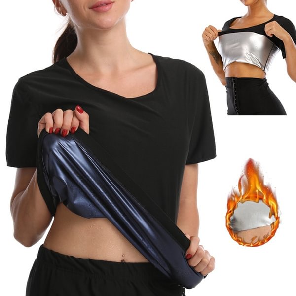 Ilfioreemio Women Sauna Suit Short Sleeveweat Shaper Vest Waist Trainer Vest Workout Tops - Shop Trendy Women's Fashion | TeeYours