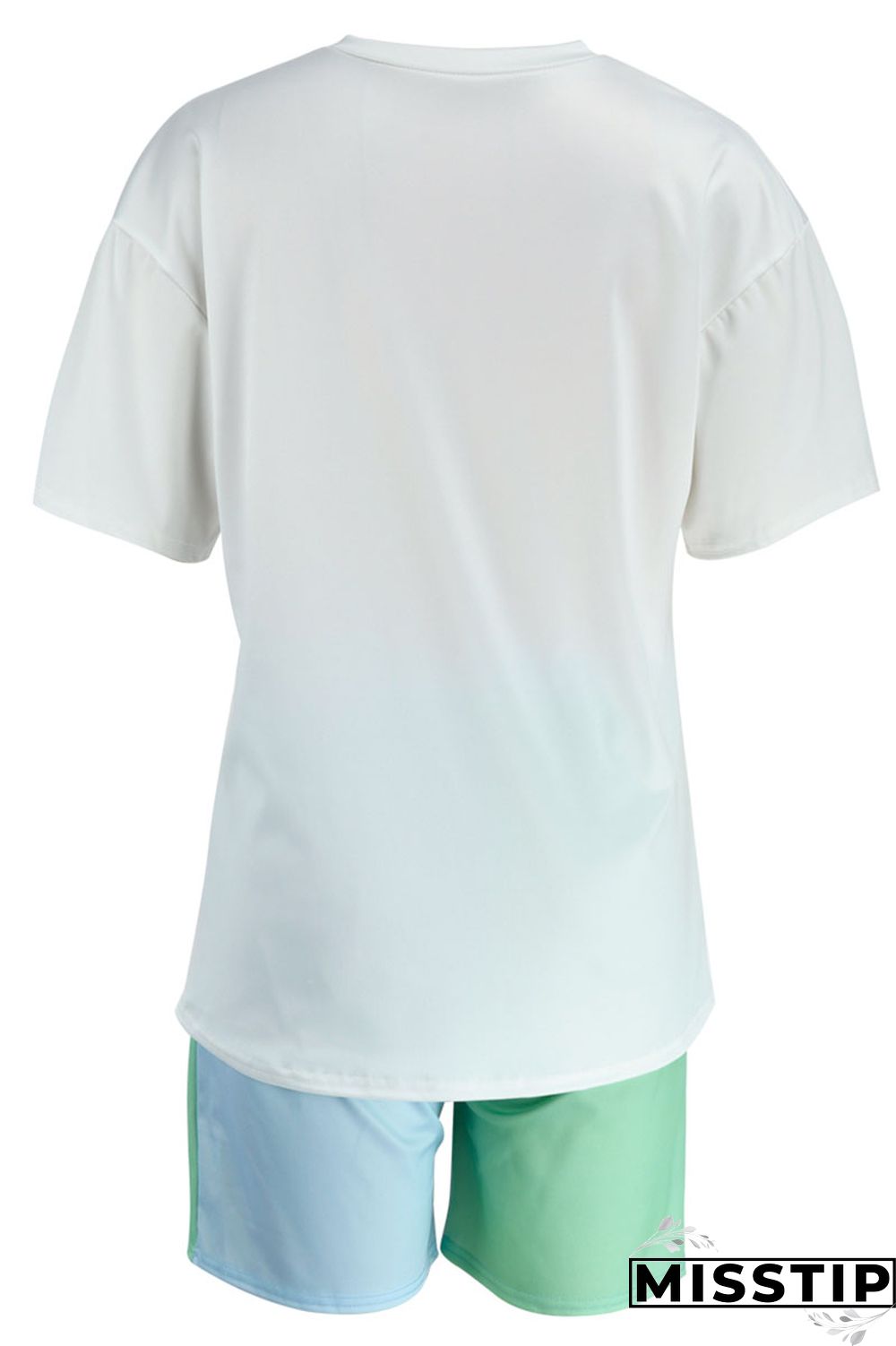 Pink Casual Print Patchwork O Neck Short Sleeve Two Pieces