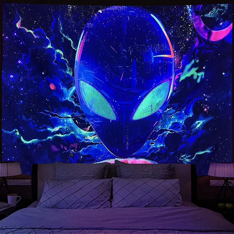 Alien Fluorescent Tapestry Wall Home Hanging Carpet for Bedroom Living Room