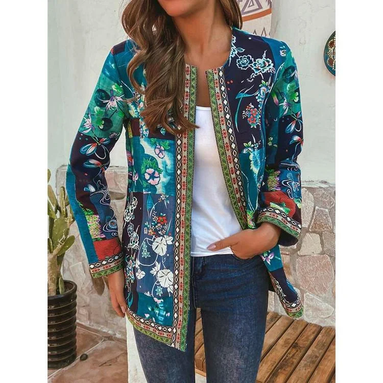 Ethnic print clearance jacket