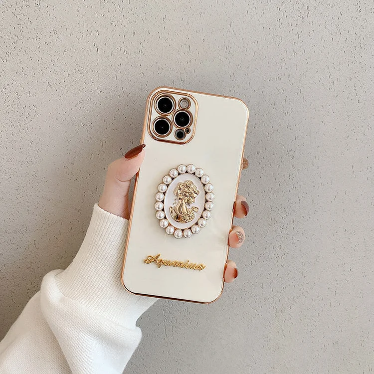 2023 Fashion Electroplated Female 3D Pearl Back Cover For iPhone
