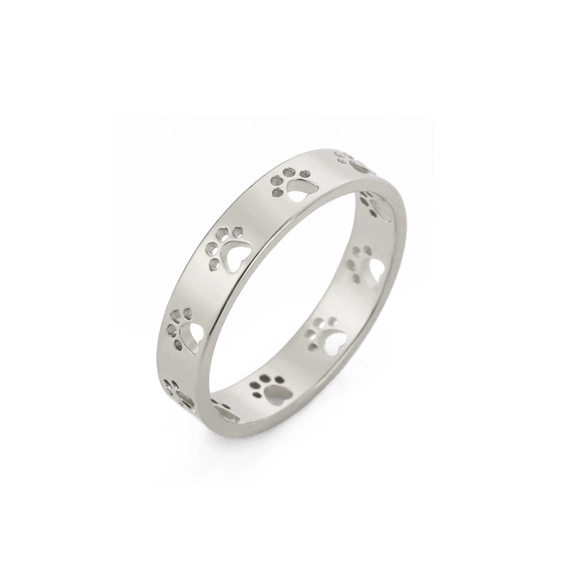 Titanium Steel Cute Minimalist Paw Print Plating Rings