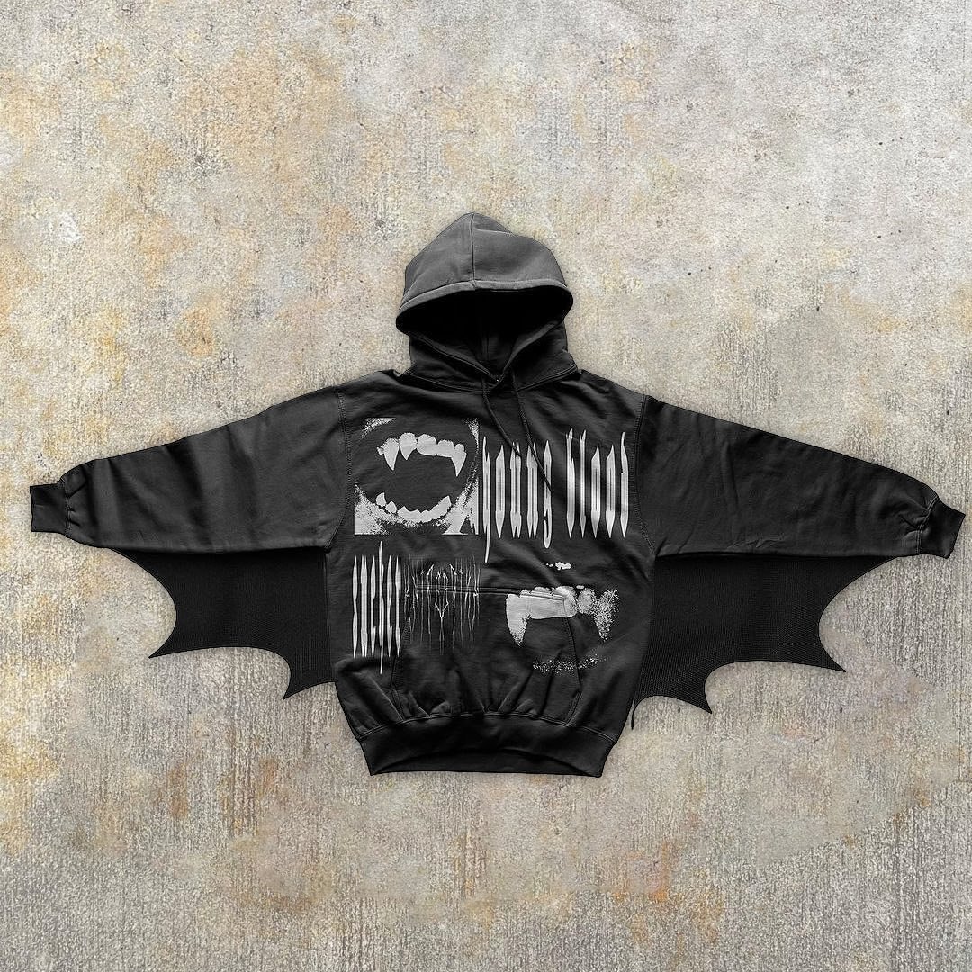 Statement street print hooded sweatshirt