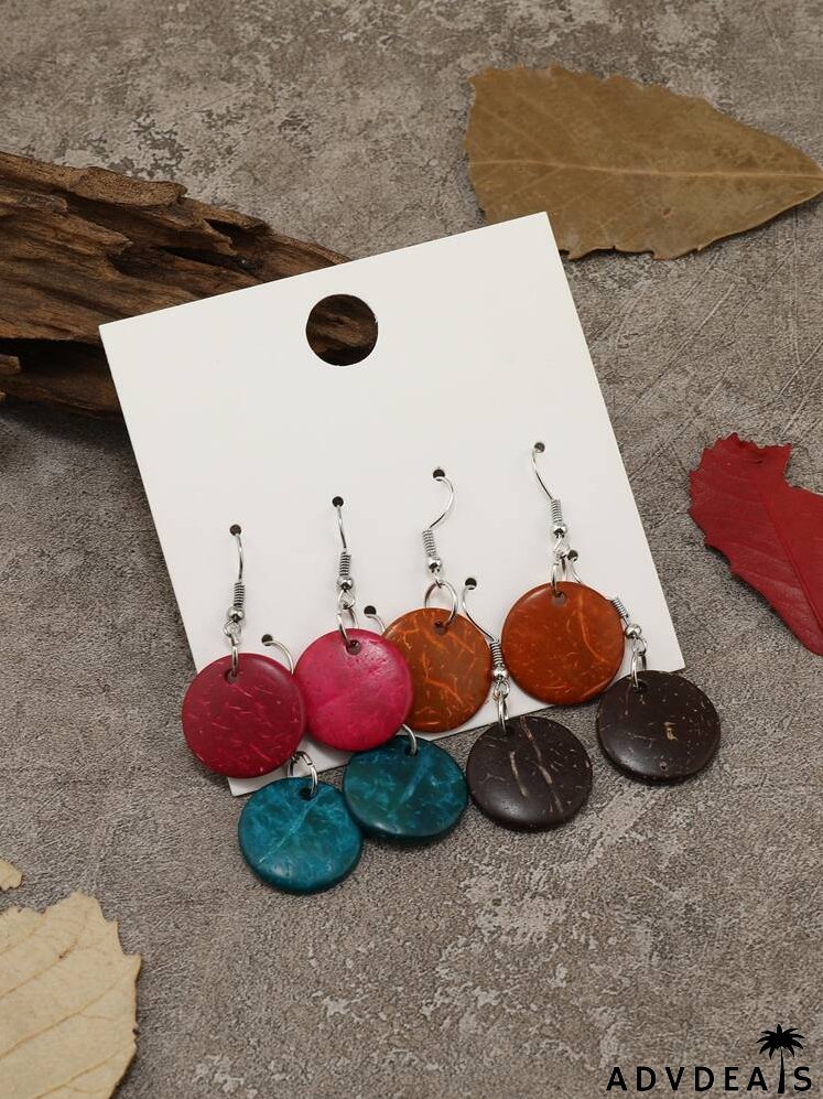 4pairs Round Drop Earrings