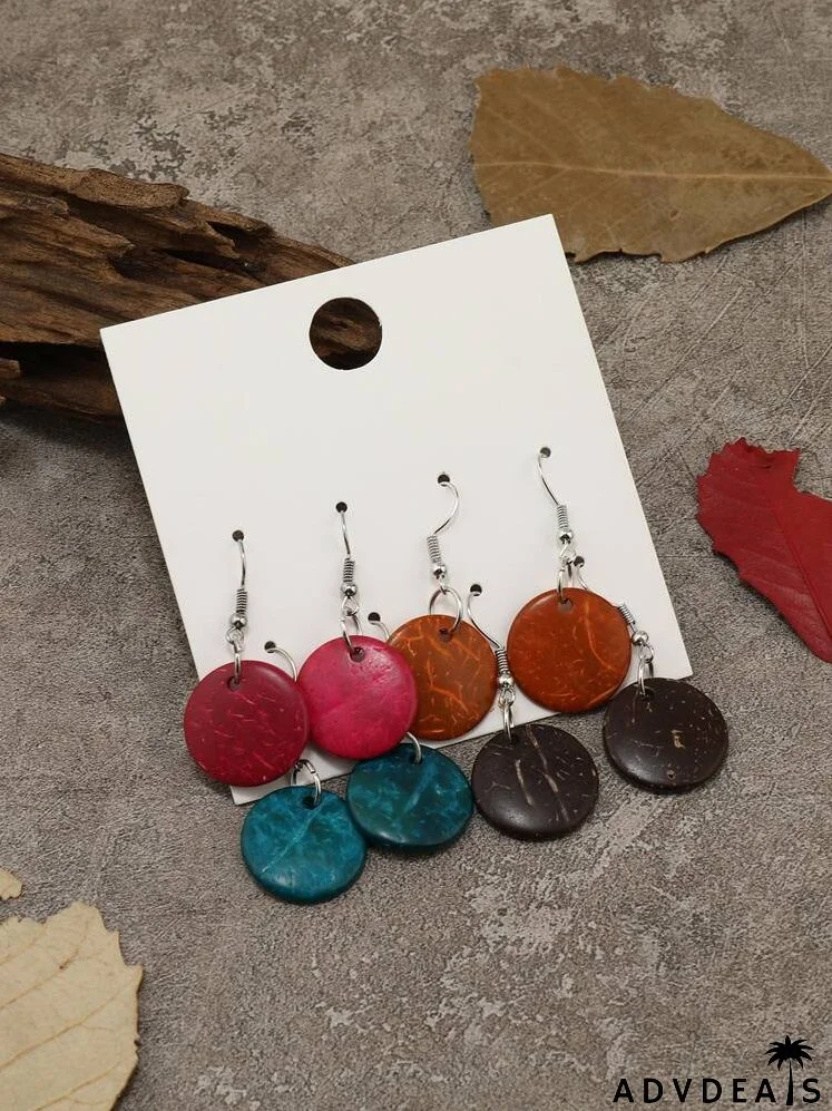 4pairs Round Drop Earrings