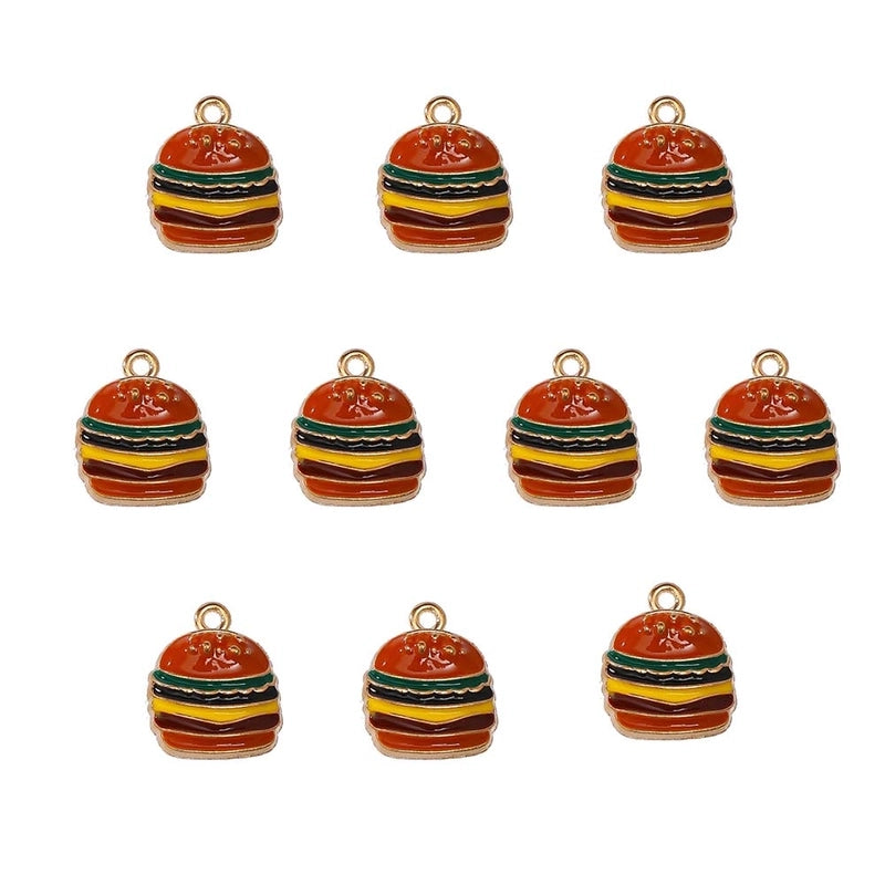 10 PCS/Package 14.2*21.7mm 19.3*17.3mm 21*25.5mm Alloy Easter Egg Hamburger Fried Egg Jewelry Accessories Pendant