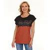 Gioiacombo&trade; Top a maniche corte da donna con pannello in pizzo