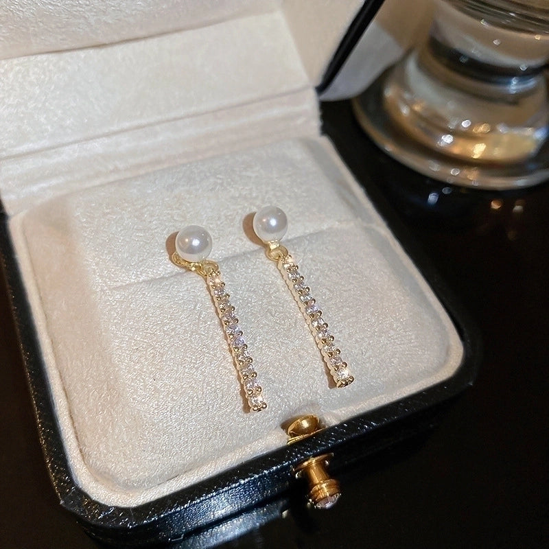 1 Pair Minimalist Butterfly Inlay Copper Zircon Drop Earrings