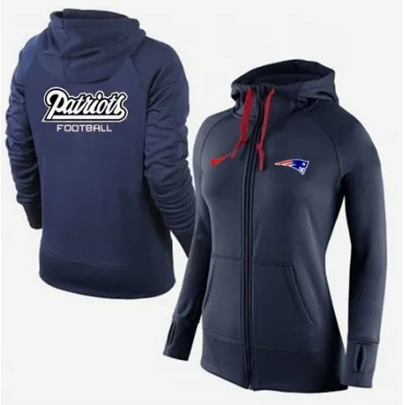 Women's  New England Patriots Full-Zip Performance Hoodie Dark Blue