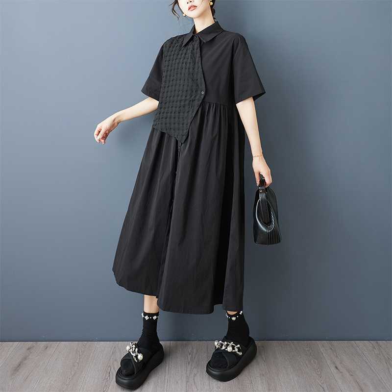 Irregular fake two-piece design dress