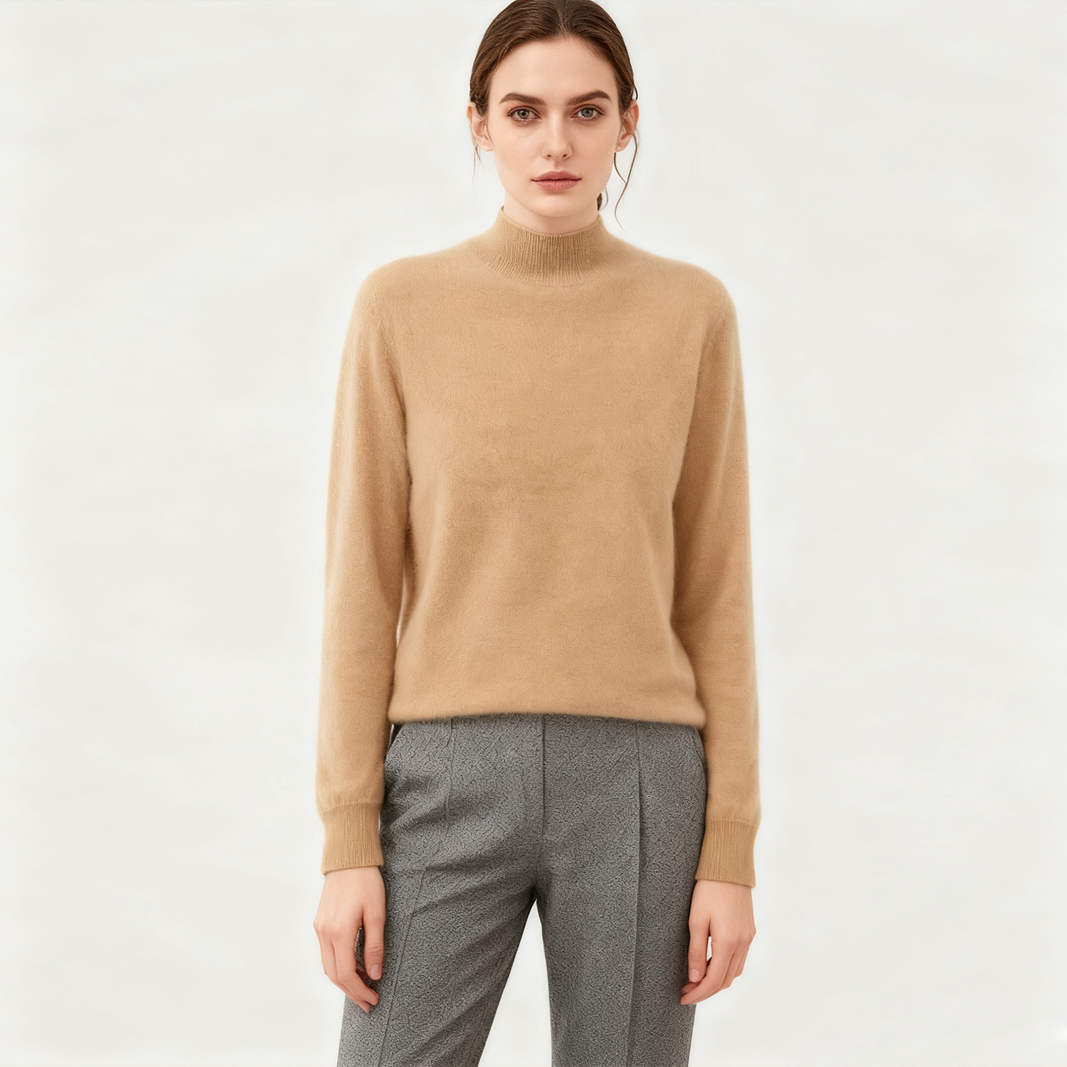 Women's Semi High-Neck Cashmere Sweater REAL SILK LIFE