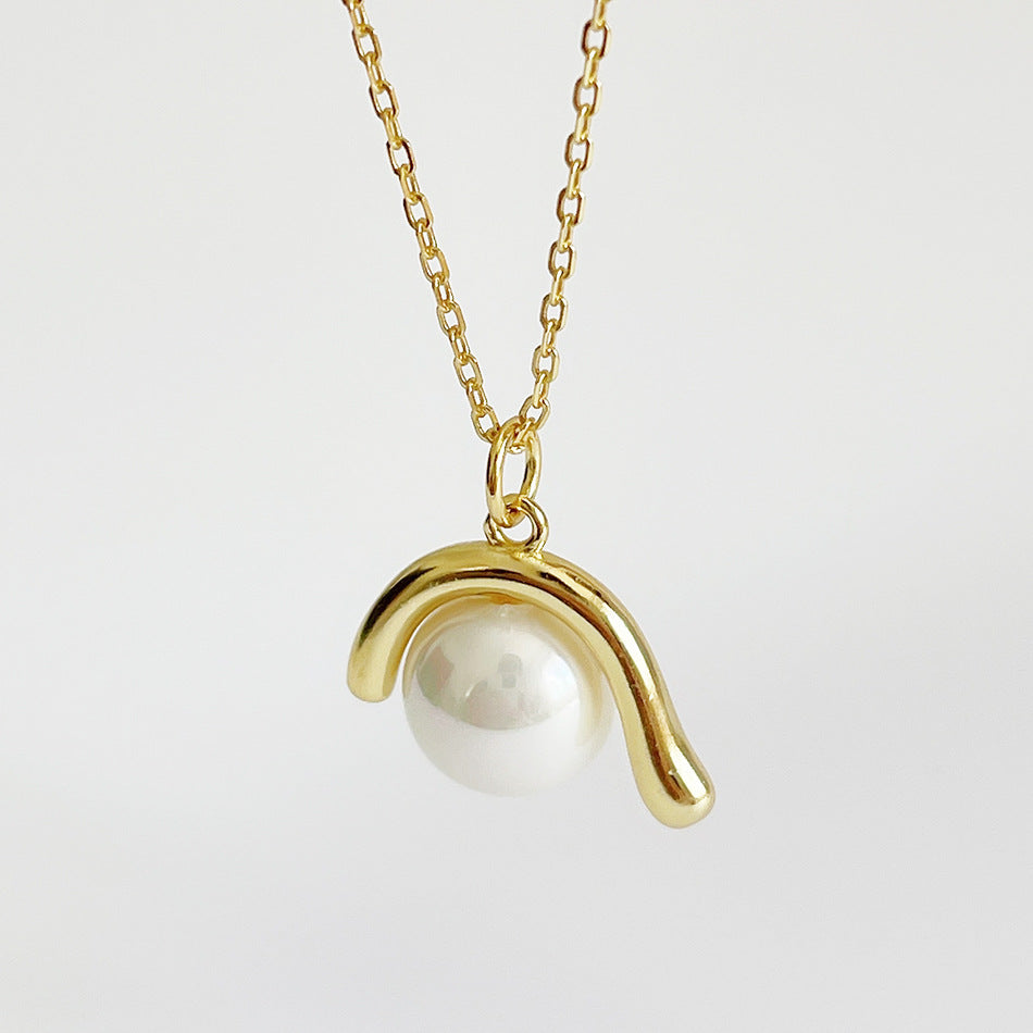 925 Sterling Silver Pearl Geometric Silver Necklaces