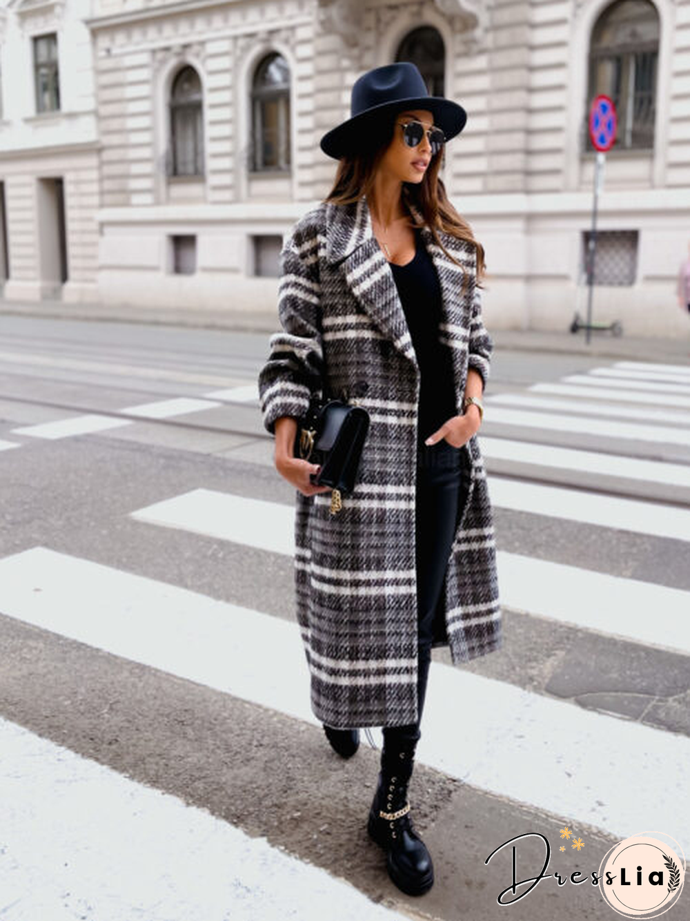 Long Blazer Plaid Shacket Coat