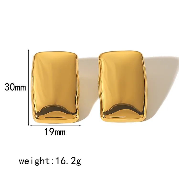Chic Rectangular Gold and Silver - Tone Stud Earrings