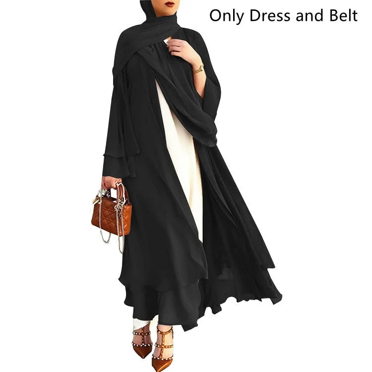 Kaftan Dubai Abaya Kimono Muslim Long Dress Women Chiffon Hijab HeadScarf Turkey Islamic Moroccan Jellaba Cardigan Abaya Robe