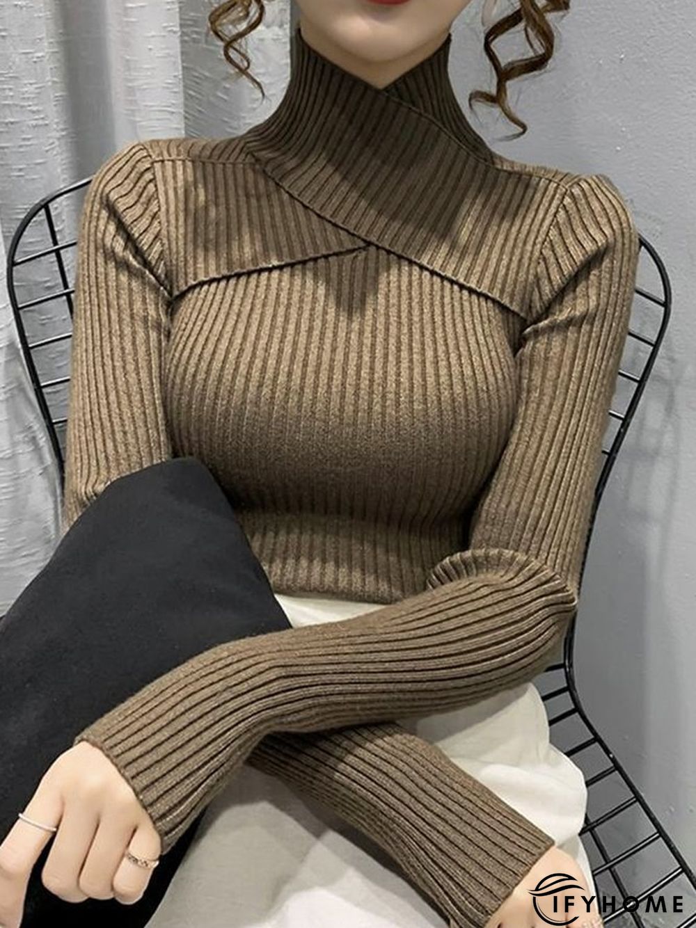 Turtleneck Elegant Long Sleeve Tight Sweater | IFYHOME