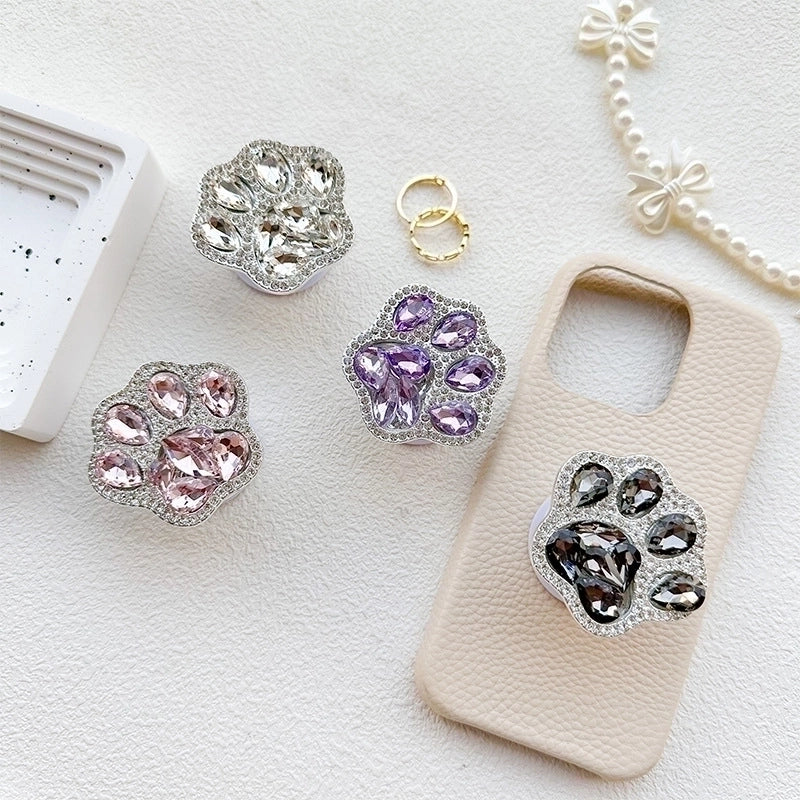 Cute Paw Print Plastic Rhinestone Universal Phone Cases