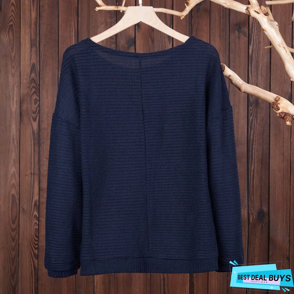 Knitted Long Sleeve Casual Sweater