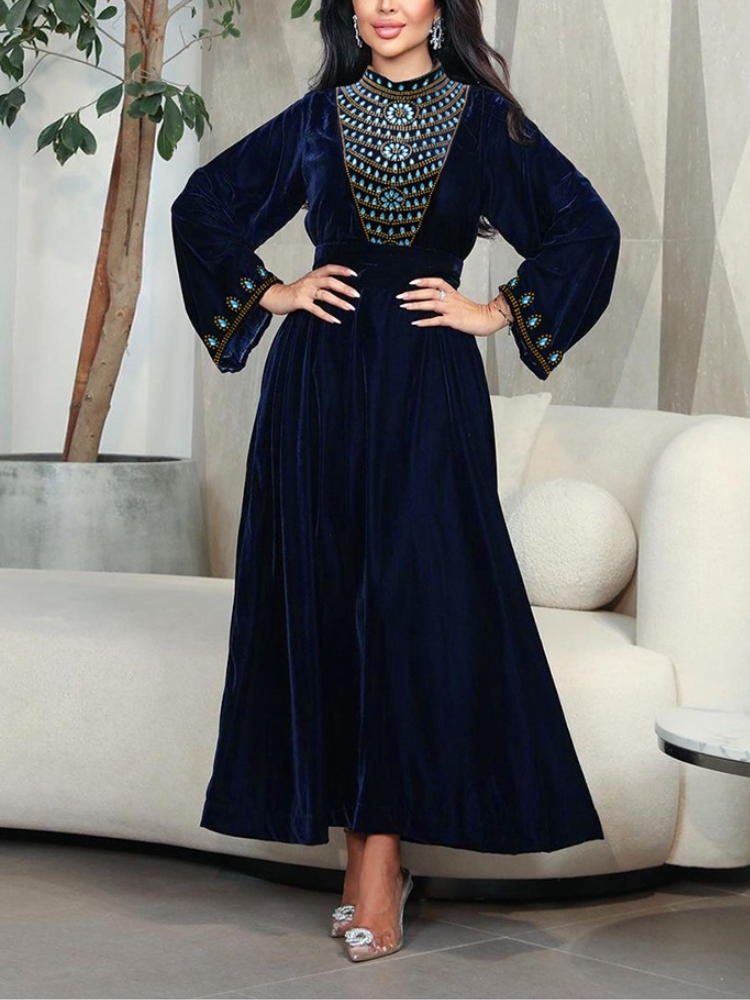 Suede Blue Water Drop Perm Dress | Oxredo Shop Ramadan Sale