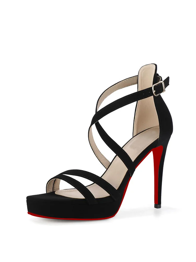 100mm Women's  Platform High Heels Strappy Heeled Sandals Square Toe Stiletto Heels Wedding Party Bridal Sexy Dress Shoes Open Toe Heels Ladies  Red Bottom Pumps