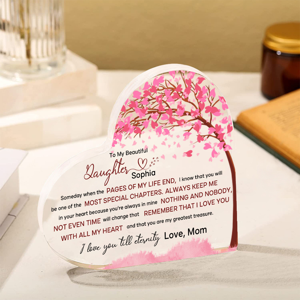 To My Daughter Acrylic Heart Keepsake Personalized 2 Names Pink Tree Ornament - I Love You Till Eternity-Jessemade AU