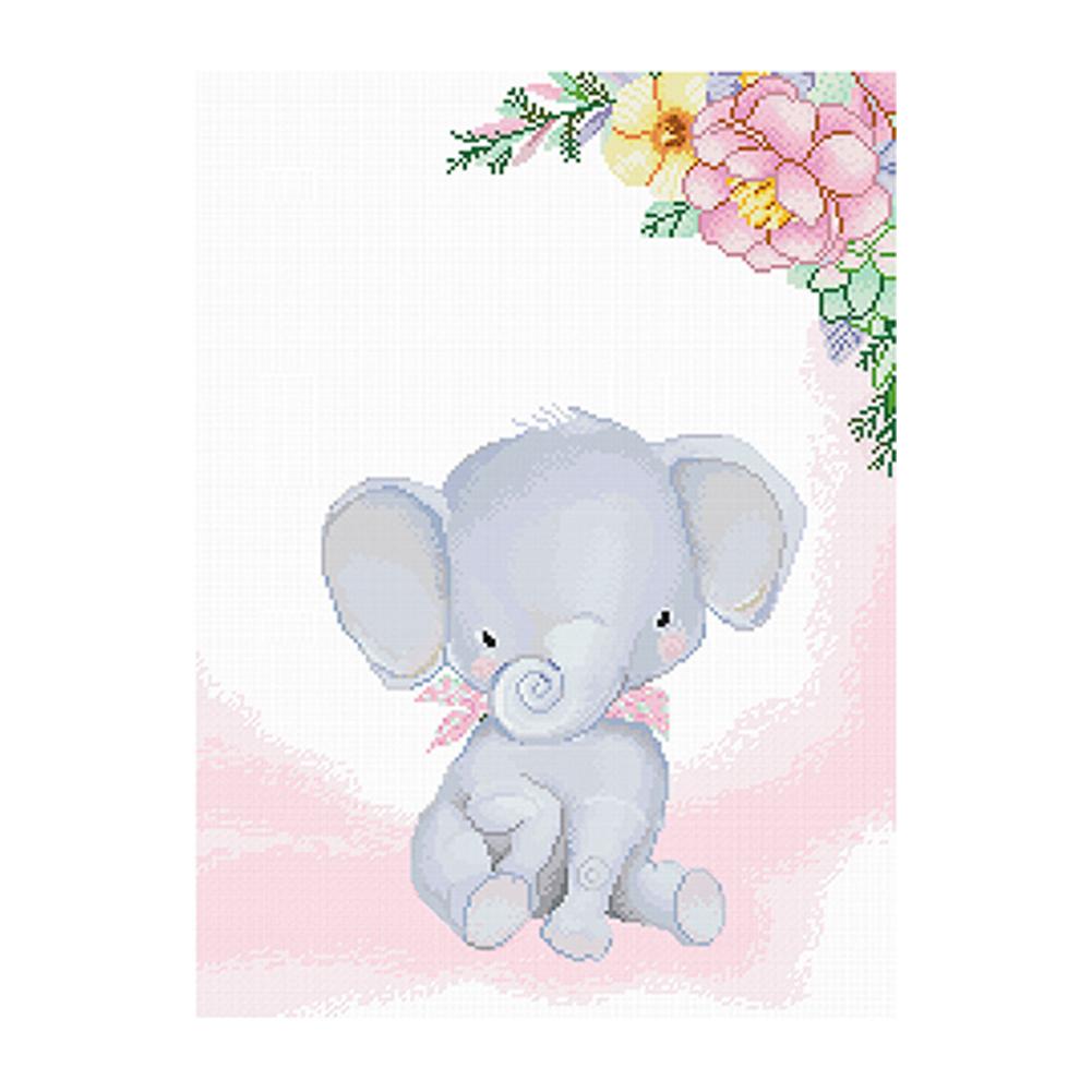 

Elephant - 11CT Stamped Cross Stitch - 65*50CM, 501 Original