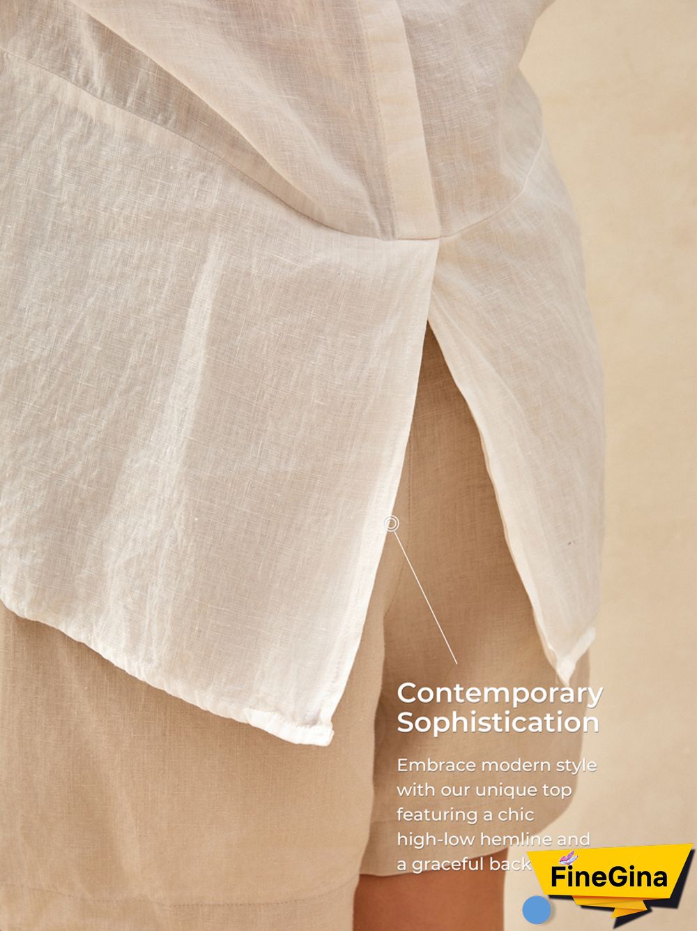 Robyn Linen Round Neck Mid-Sleeve Top
