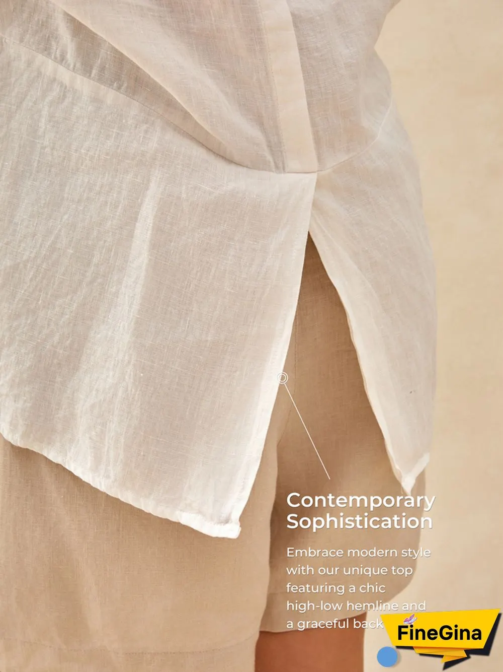Robyn Linen Round Neck Mid-Sleeve Top