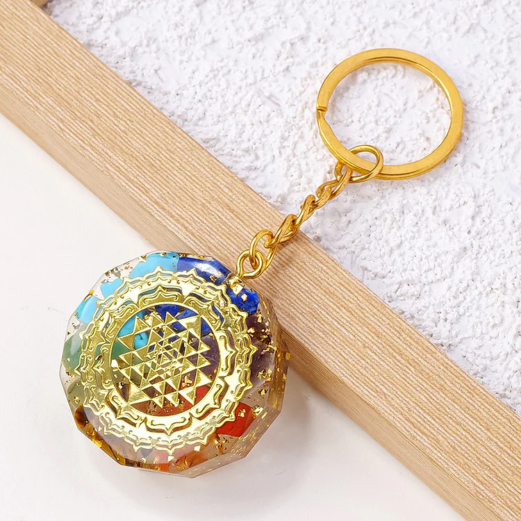 Natural crystal gravel epoxy orgone pendant DIY cars and bags keychain