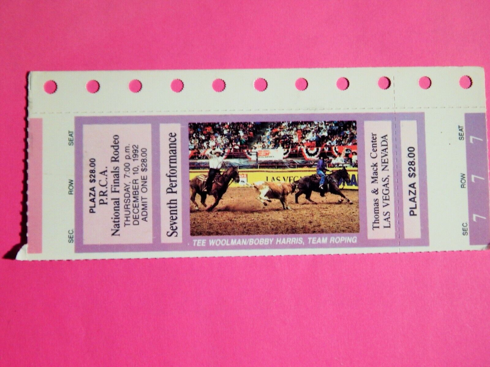 1992 NATIONAL FINALS RODEO ORIGINAL USED TICKET TEE WOOLMAN COLOR Photo Poster painting