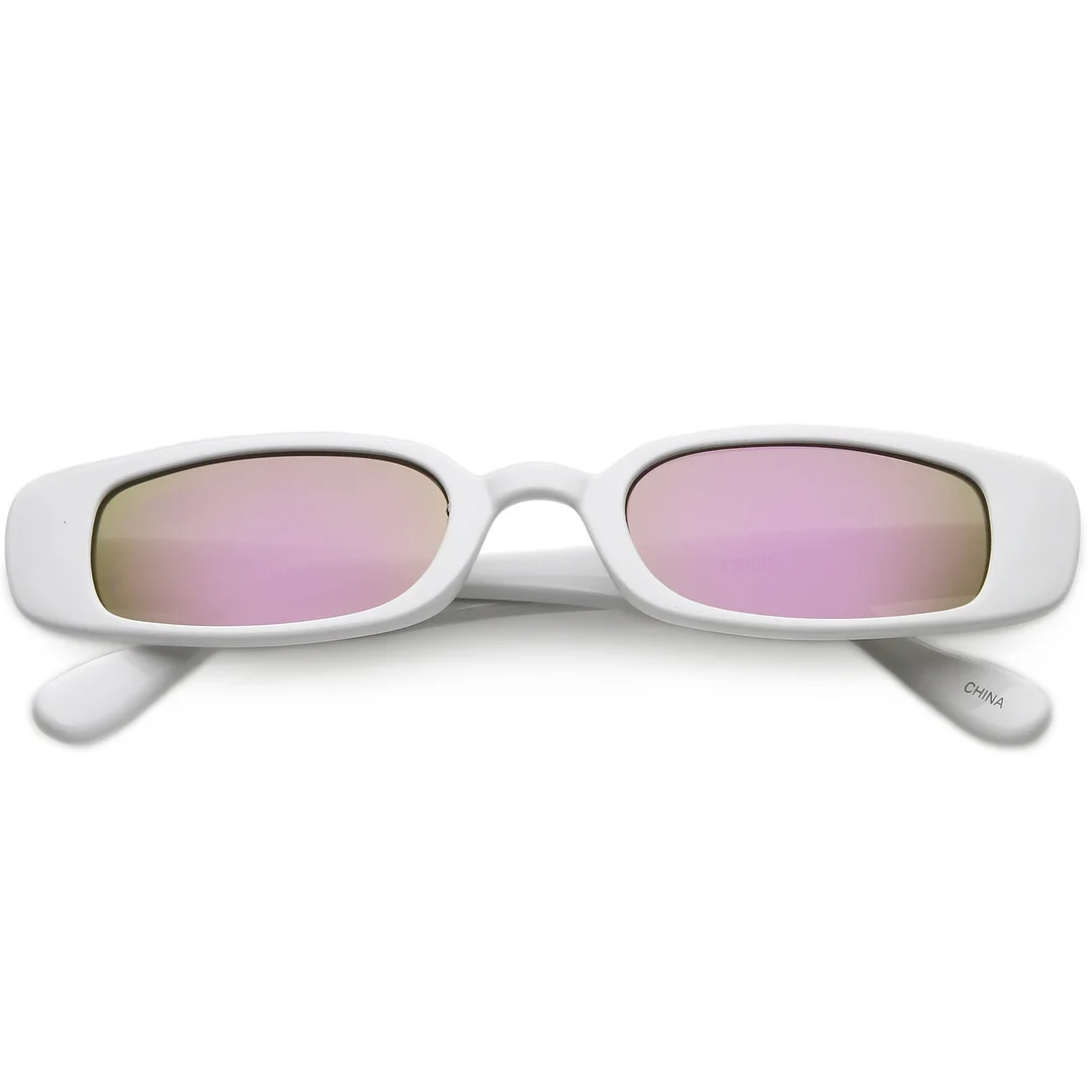 Extreme Thin Small Rectangle glasses Mirrored Lens 49mm