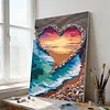 Framed Love Beach-Paint By Numbers Acrylic Painting 30*40Cm With Color Box 5Ml（18Colors）