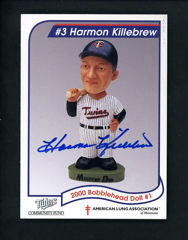 Harmon Killebrew SIGNED 2000 Bobblehead Doll card Minnesota Twins Autographed