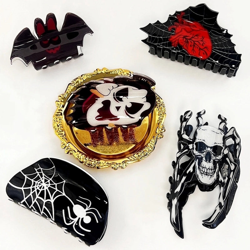 Halloween Hip-Hop Funny Women’s Pumpkin Skull Acetic Acid Sheets Hair Claws