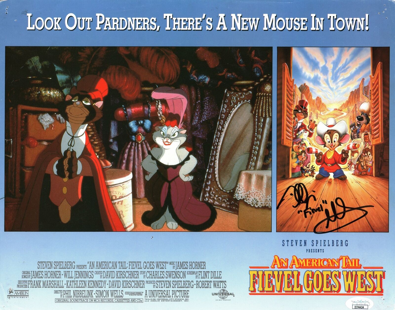 Phillip Glasser An American Tail Signed Fievel 11x14 Lobby Card Photo Poster painting JSA COA