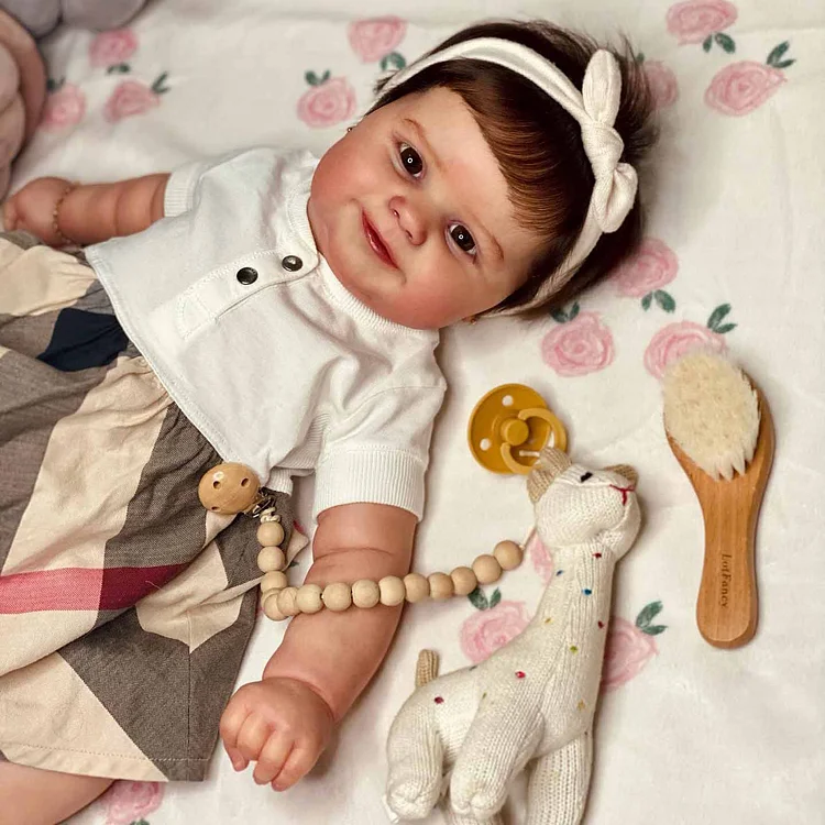  Realistic 20" Soft Touch Silicone Vinyl Body Reborn Baby Doll Girl Alexandra That Looks Real with Hand-Rooted Brown Hair - Reborndollsshop®-Reborndollsshop®