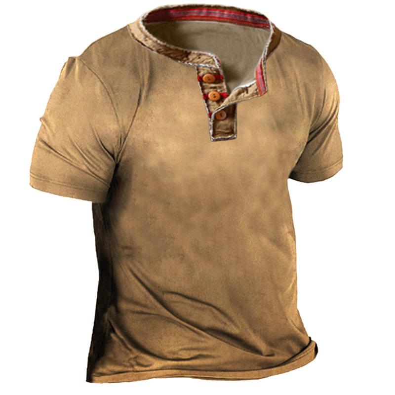 Men's Outdoor Vintage Henley Tactical Short Sleeve T-Shirt-Compassnice®