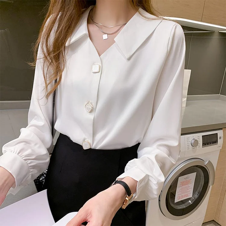 Vintage V-Neck Loose Shirt - Modakawa Modakawa