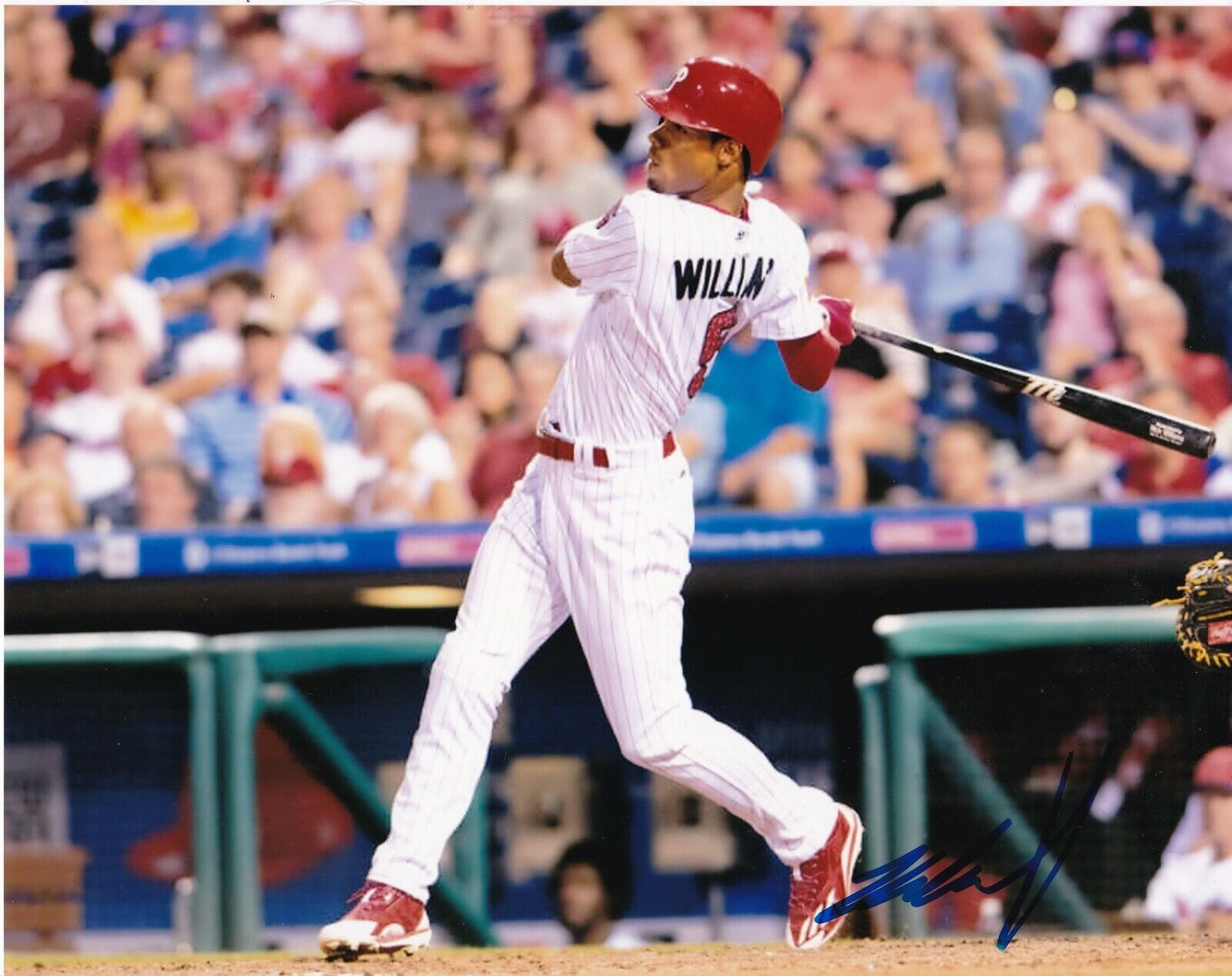 NICK WILLIAMS PHILADELPHIA PHILLIES ACTION SIGNED 8x10