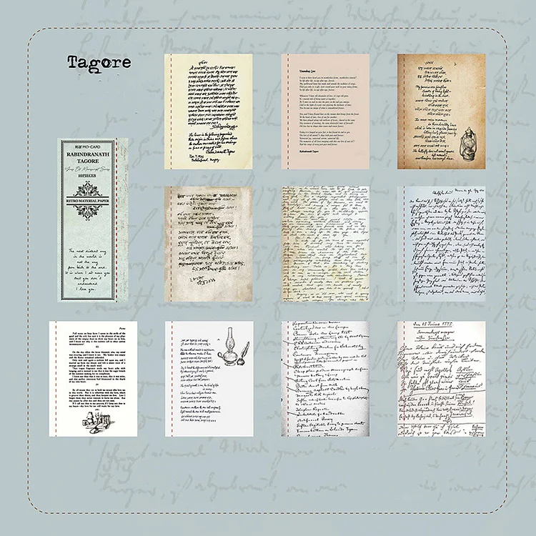 Journalsay 10 Sheets Years of Manuscript Series Vintage English Poetry Material Paper