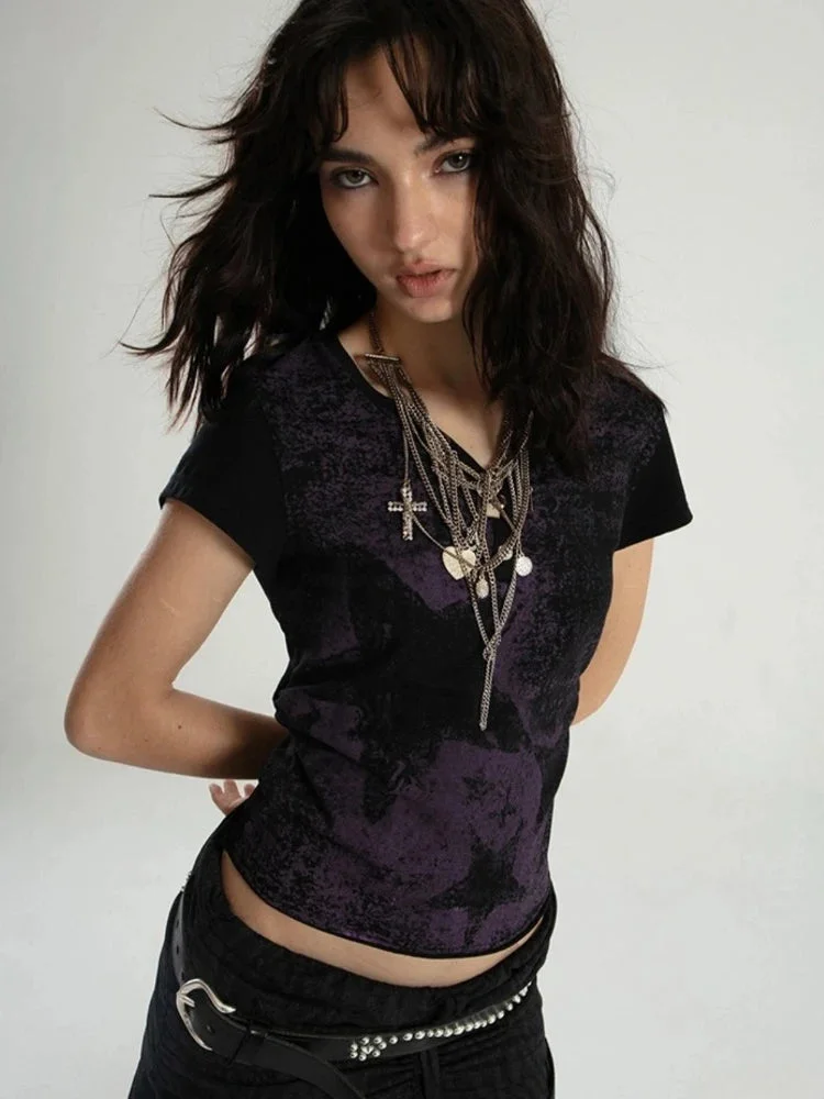 Brownm Star Printed Top