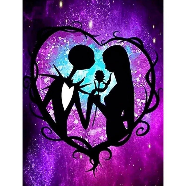 Silhouette - Weird Town Nights Jack And Sally Love - Printed Cross Stitch 11CT 40*50CM